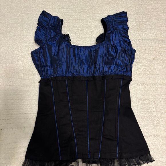 Tripp NYC Lace up blue black corset medium - Picture 2 of 6